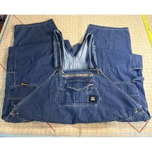 Berne Workwear Denim Bib Overalls Men 64X29 Unlined Relaxed Fit Pocket Carpenter